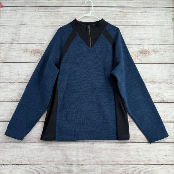 REI 1/4 Zip Pullover Colorblock Sweater Men's Size‎ XXL Blue/Black - Picture 1 of 6